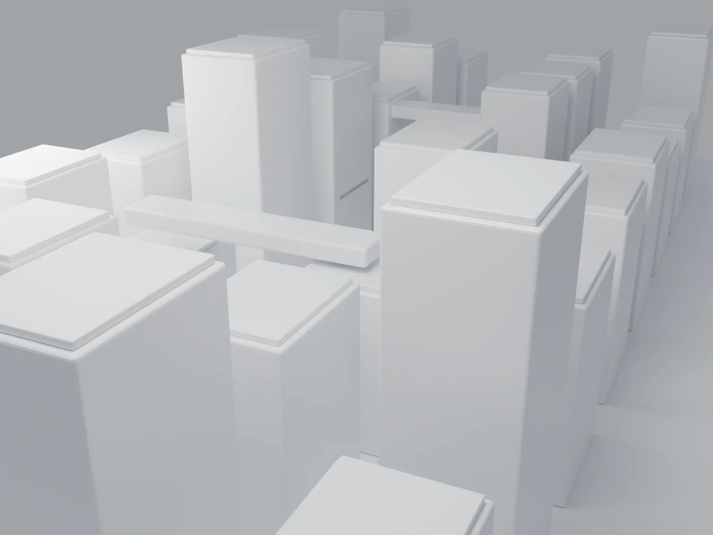 Arquitectura tridimensional de capacidades conectadas, creada en Blender
